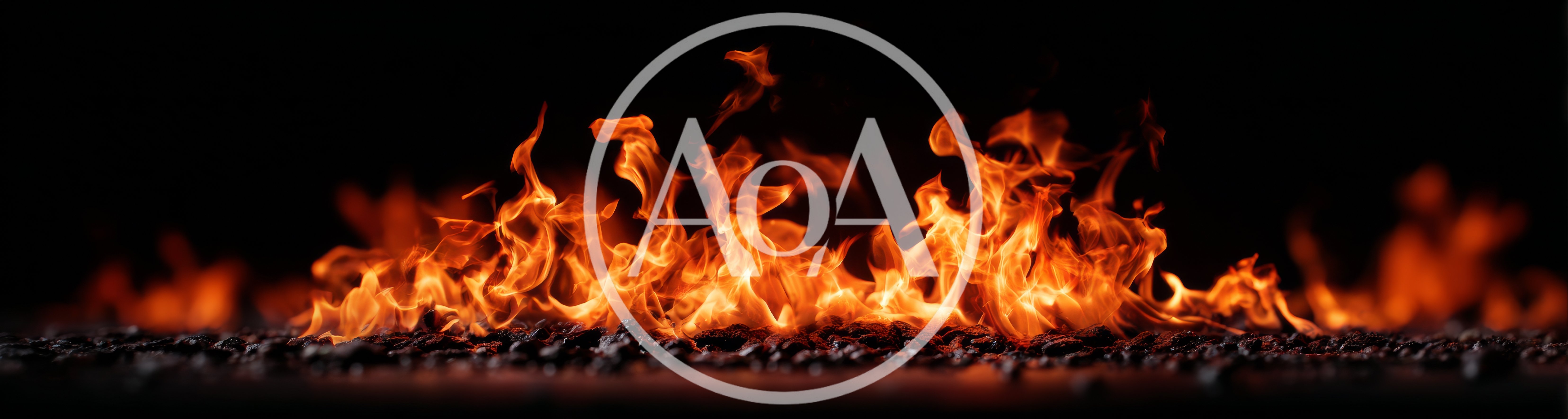 Panoramic View Of Intense Fire Flames On Black Background
