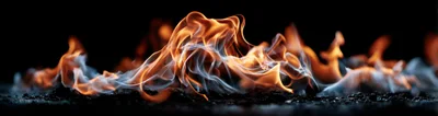 Dynamic Flames Burning On Dark Ground