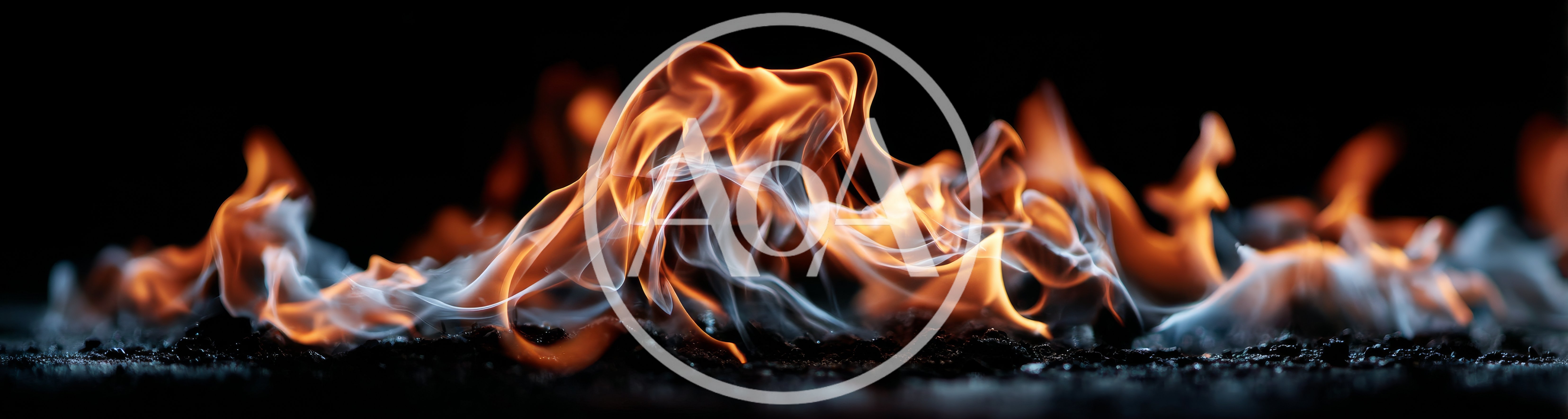 Dynamic Flames Burning On Dark Ground