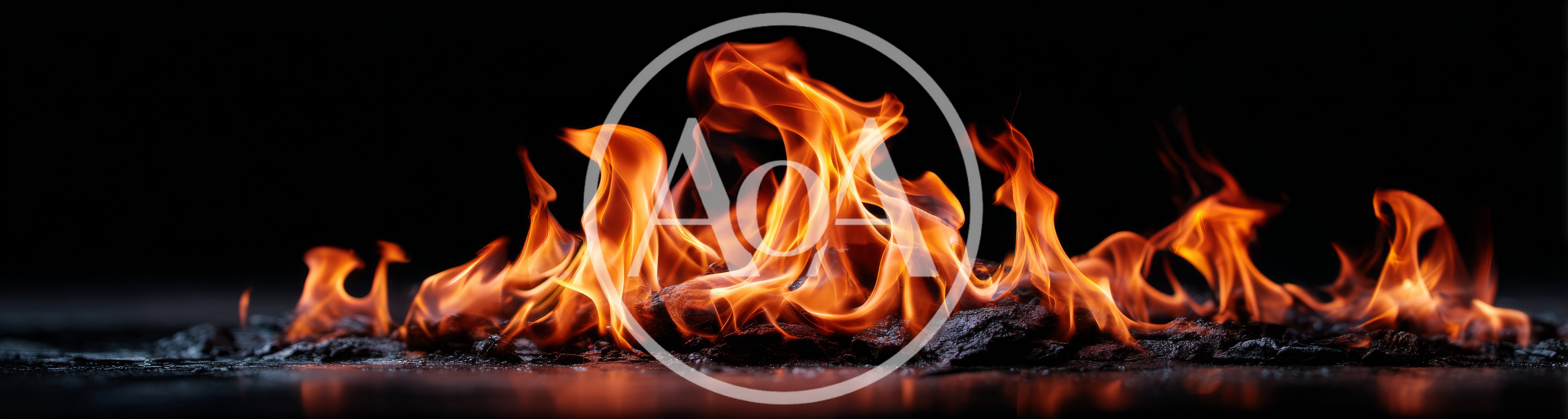 Bright Orange Flames Burning On Dark Ground