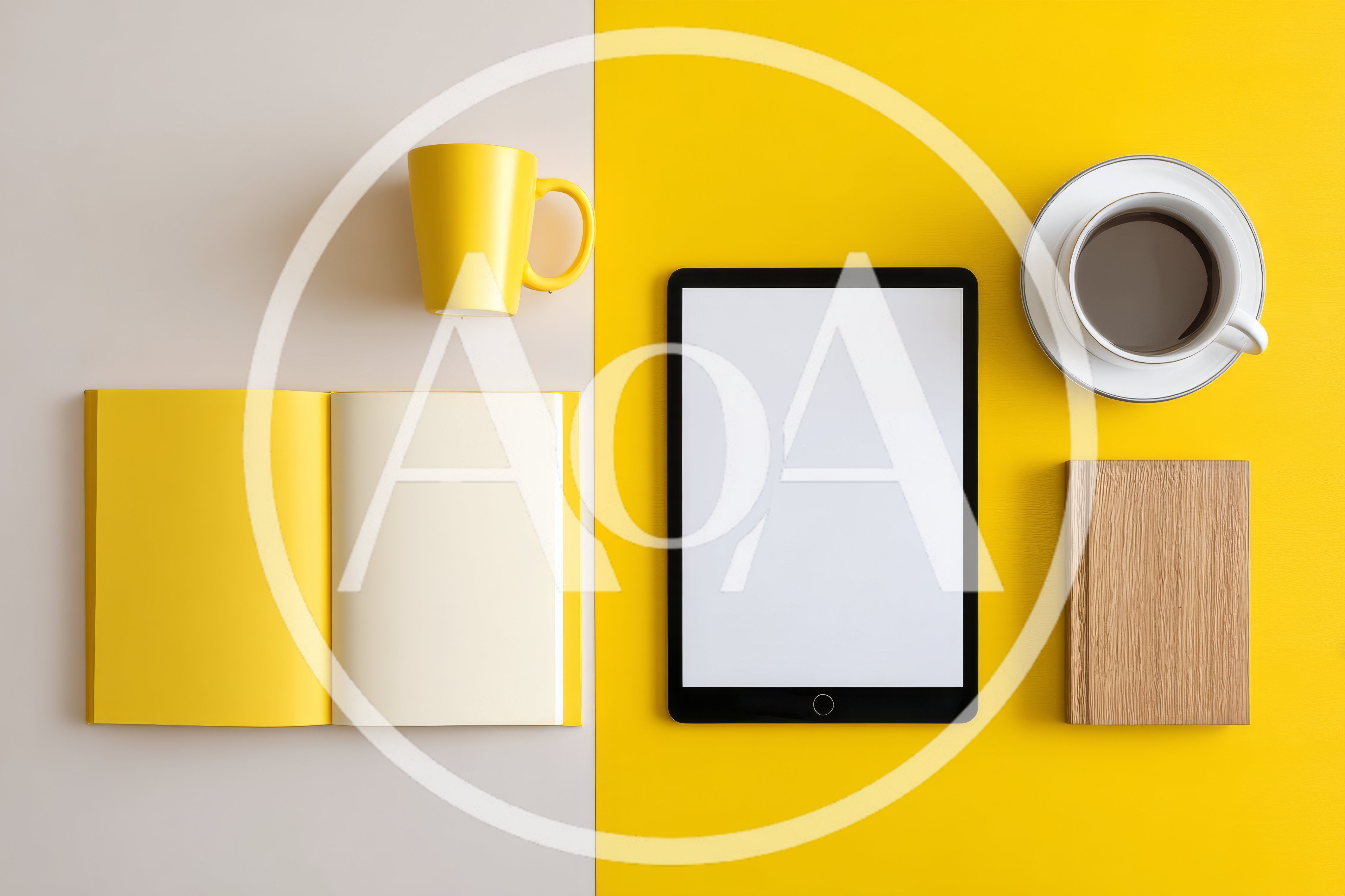 Flat Lay Workspace With Tablet And Coffee