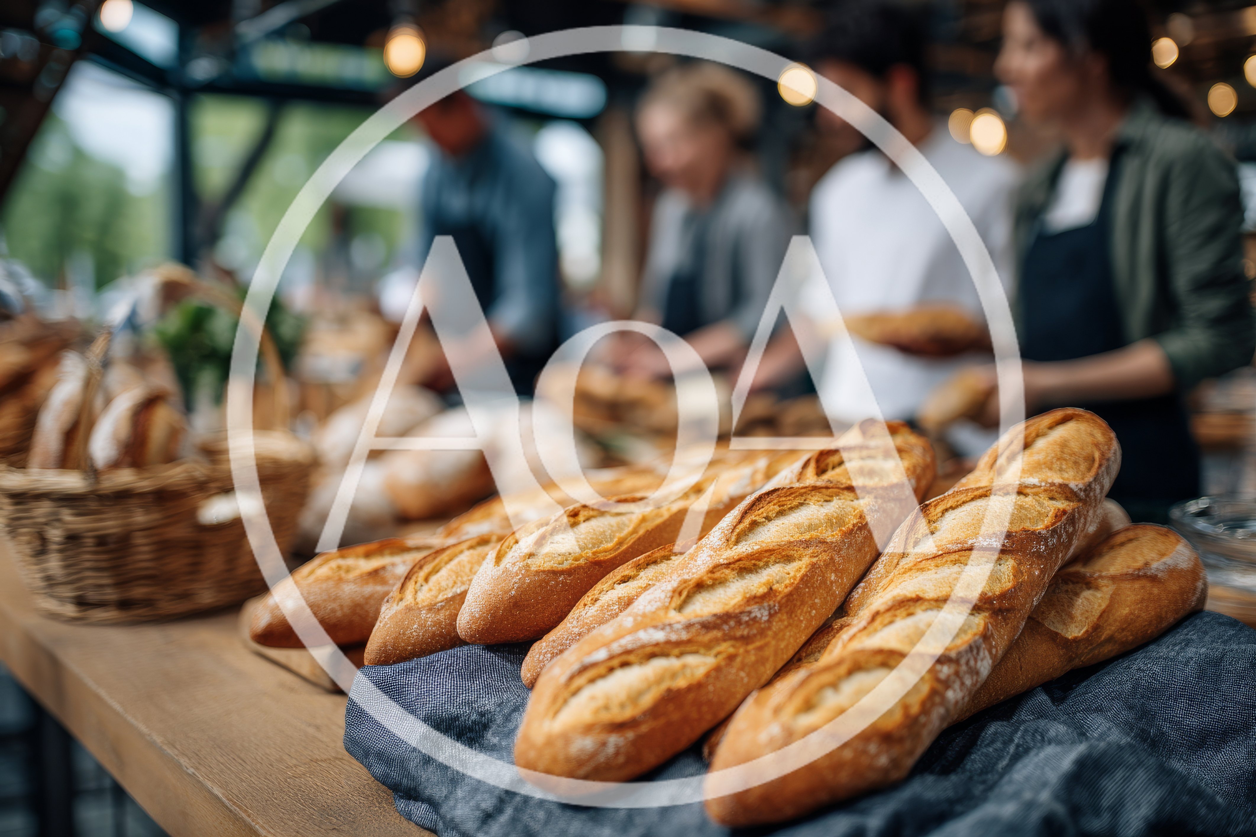 Freshly Baked Baguettes Displayed In A Rustic Bakery