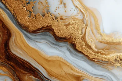 Abstract Fluid Art With Gold Leaf And Marble Swirls