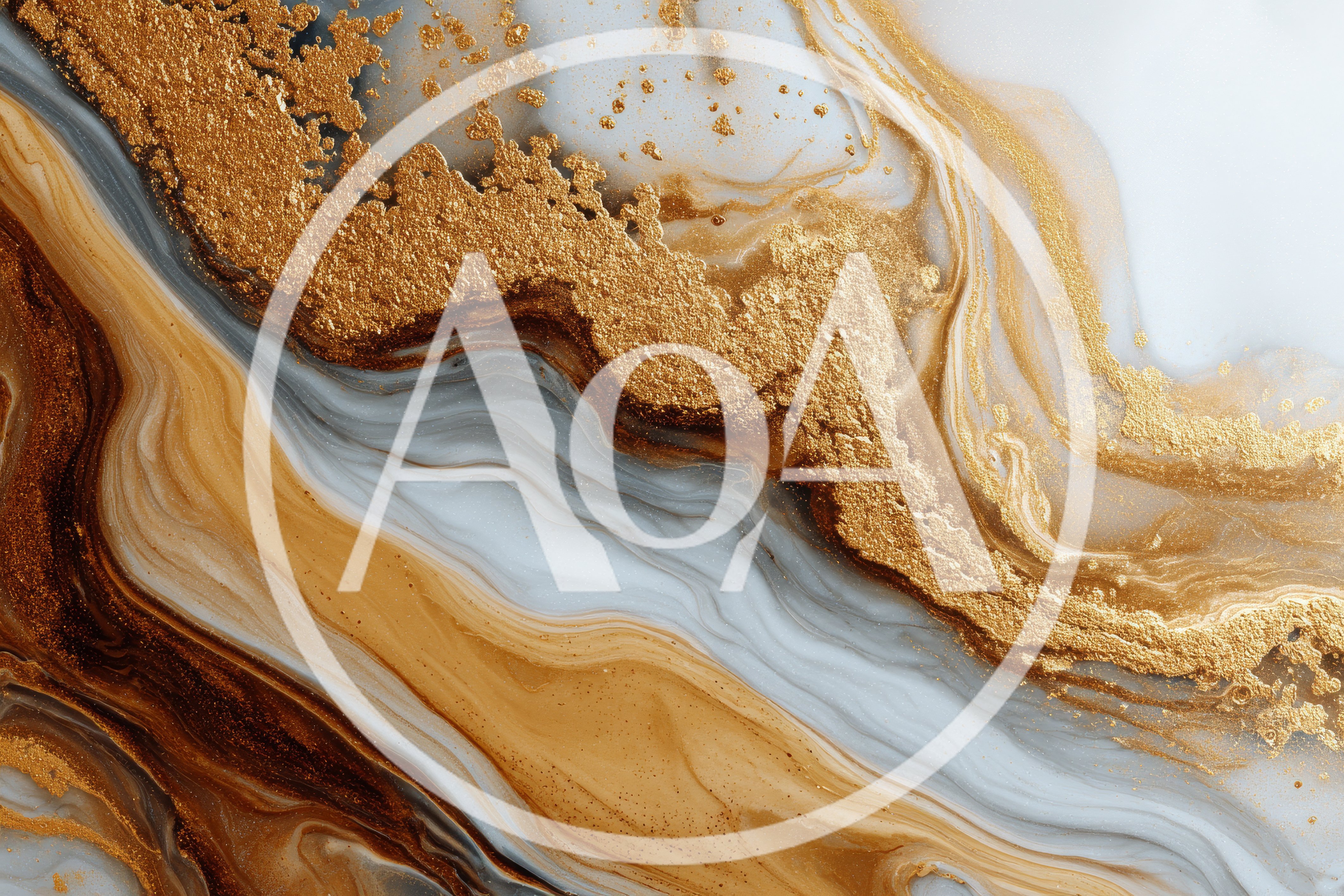 Abstract Fluid Art With Gold Leaf And Marble Swirls