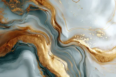 Abstract Fluid Marble Texture With Gold Veins