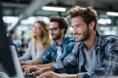 Young Professionals Working Together In A Modern Office