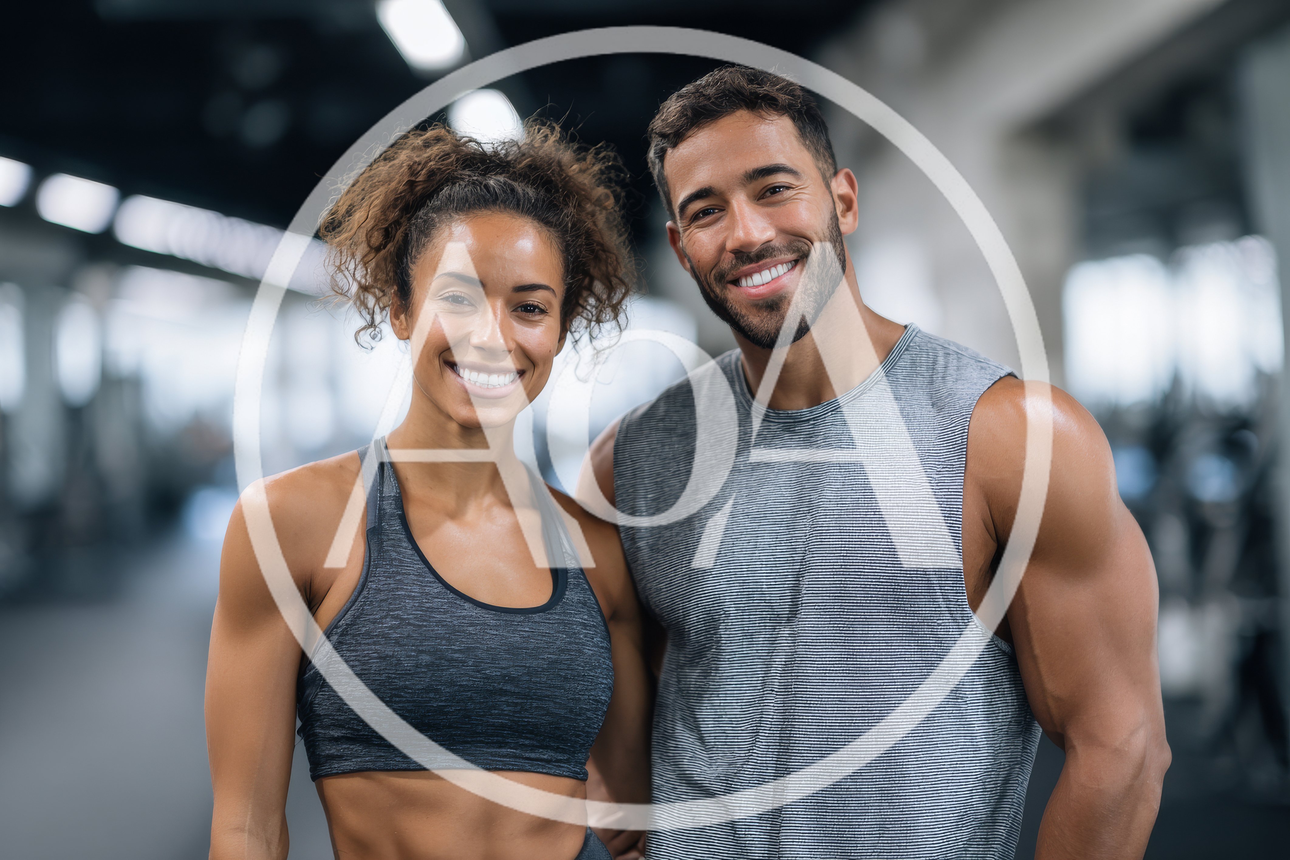 Fit Couple Smiling Together In A Modern Gym