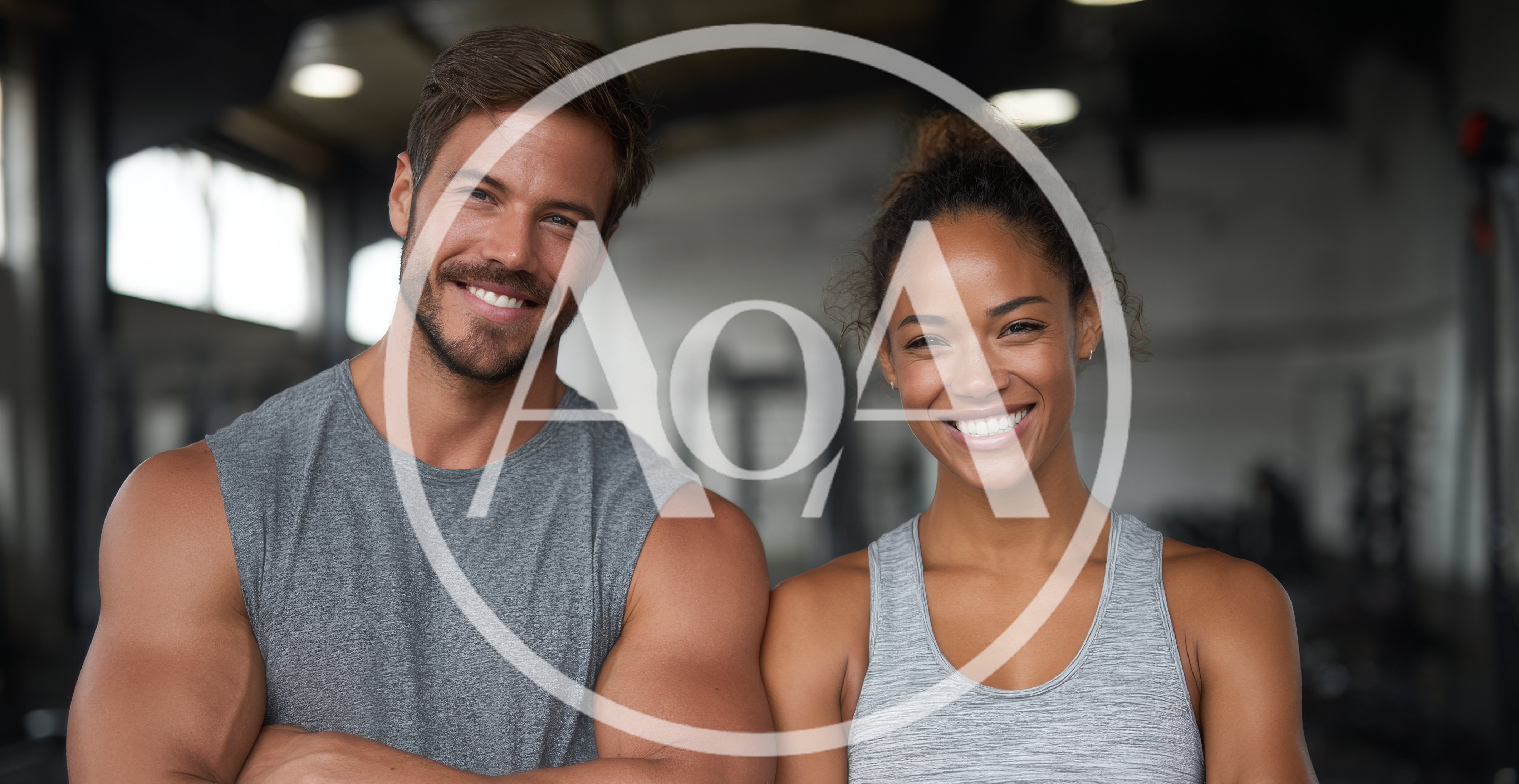 Fit Couple Smiling Together In A Modern Gym