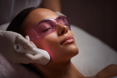 Woman Receiving Professional Laser Skin Rejuvenation Treatment