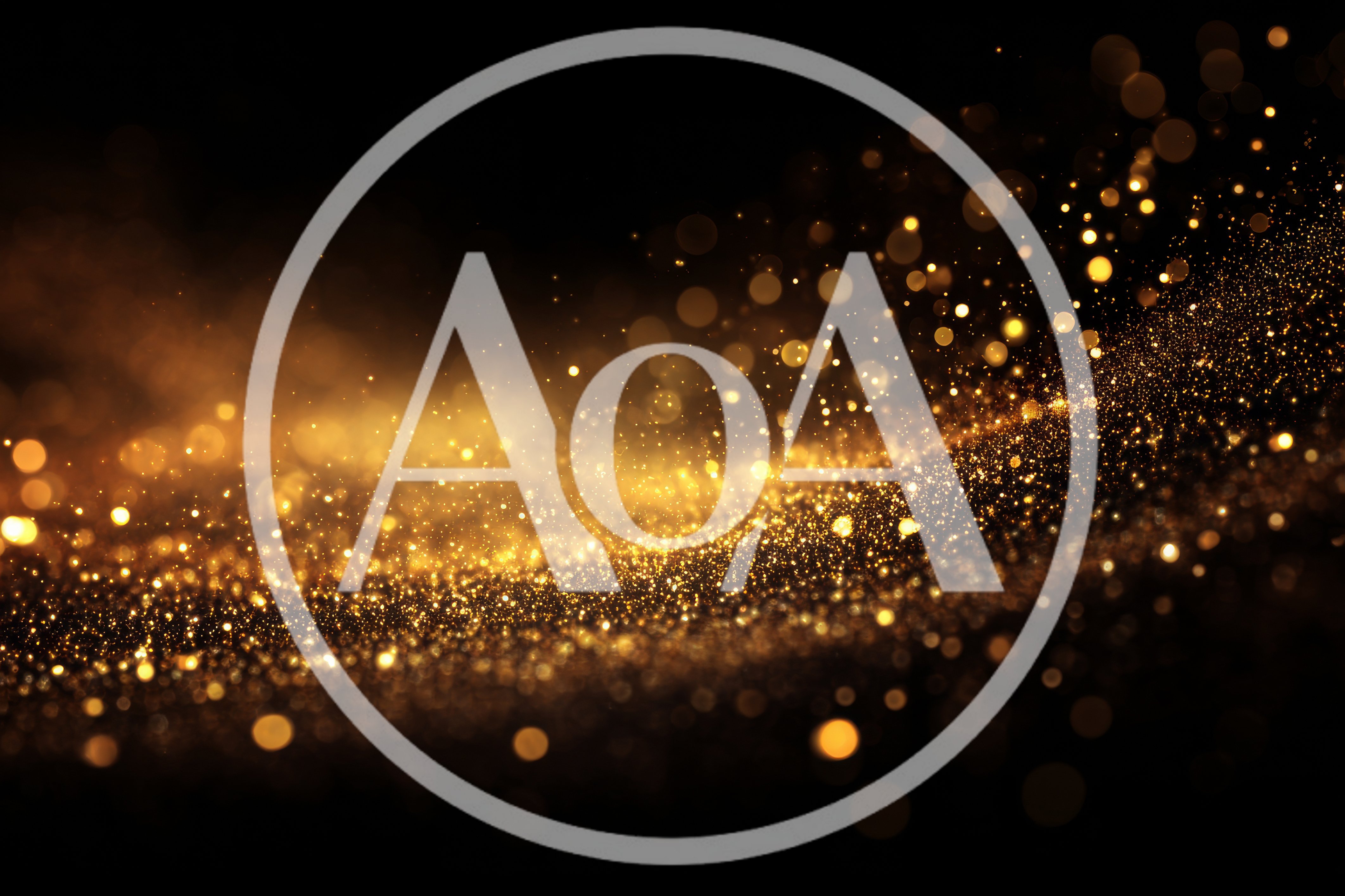 Abstract Golden Glitter Particles Floating On Black Background