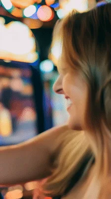 Happy Young Woman Smiling In A Casino