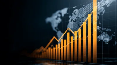 Financial Growth Chart With Rising Orange Bars And Arrow
