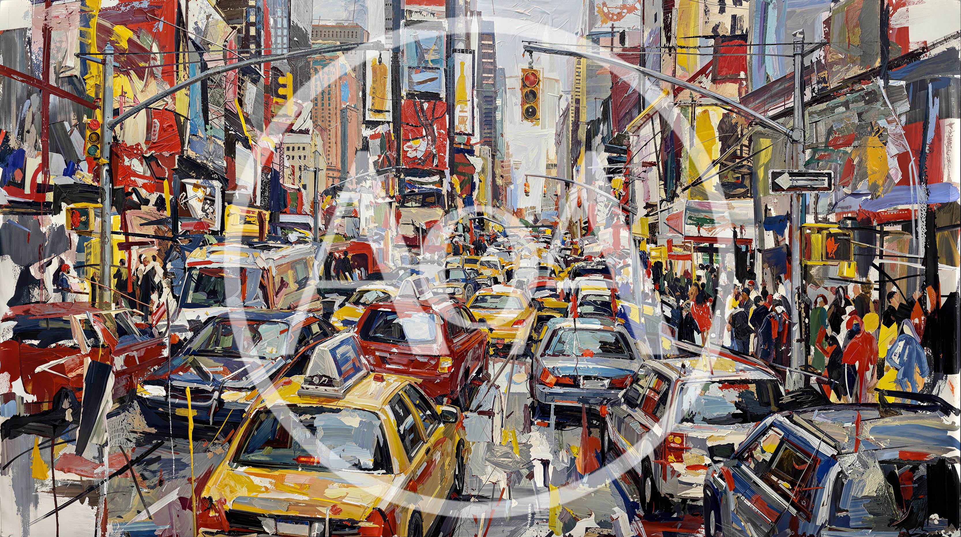 Impressionistic Oil Painting Of Busy New York City Street