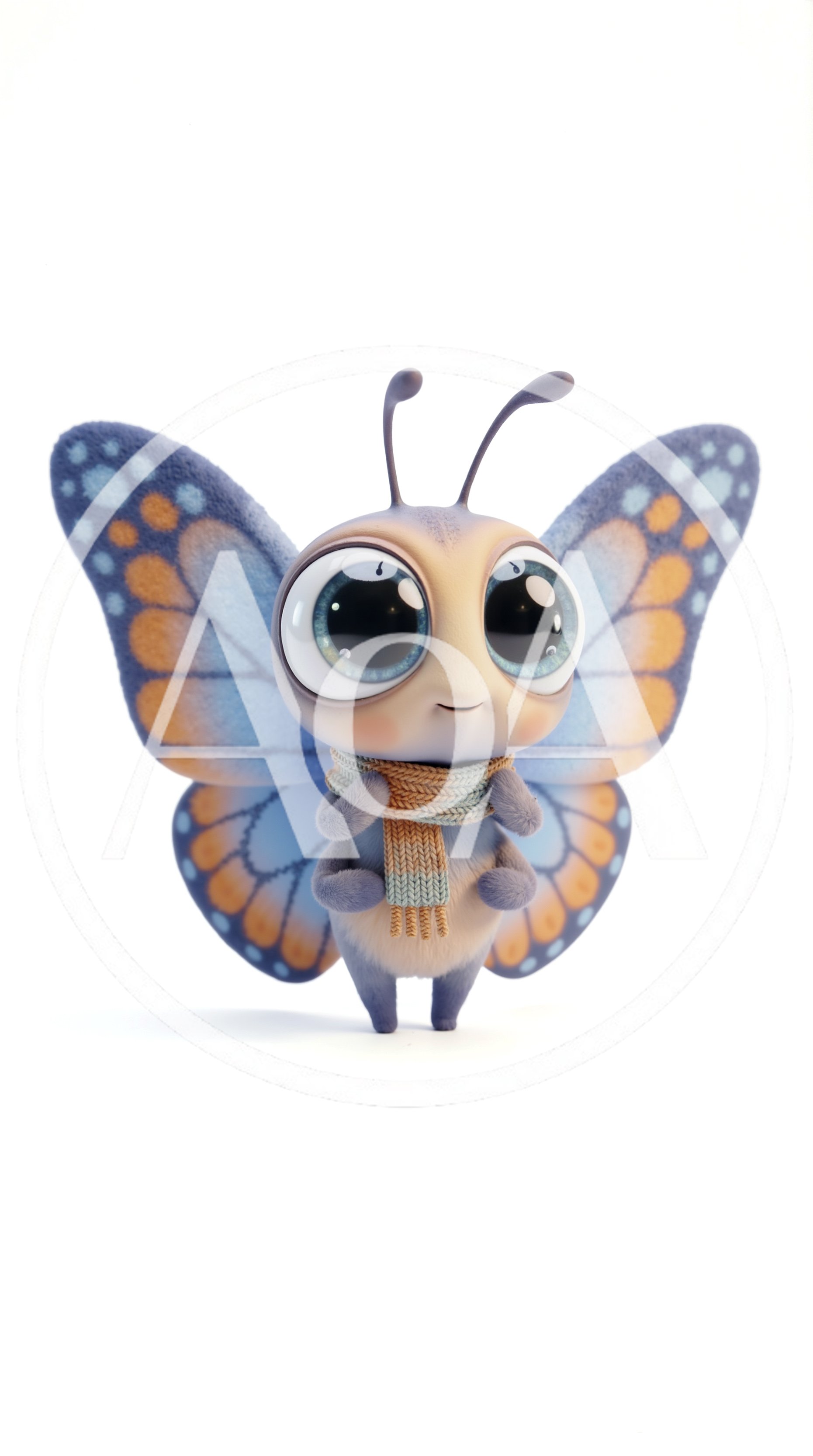 Cute Cartoon Butterfly Character Wearing A Scarf