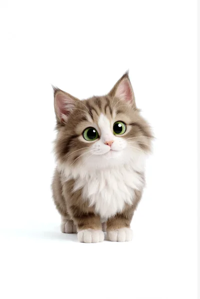 Adorable Fluffy Tabby Kitten With Large Green Eyes