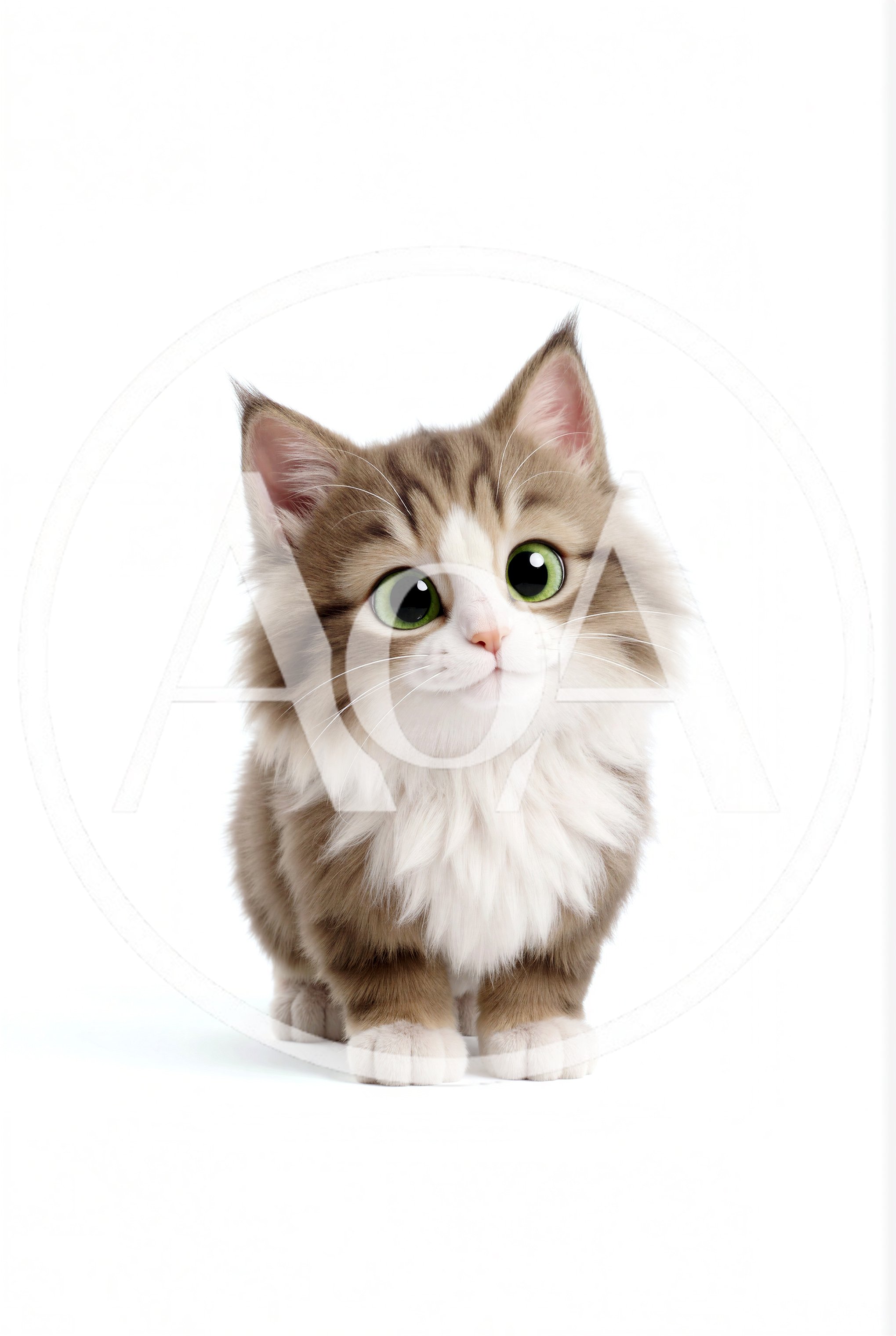 Adorable Fluffy Tabby Kitten With Large Green Eyes