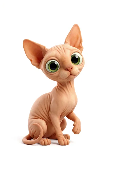 Stylized 3D Render Of A Cute Sphynx Cat