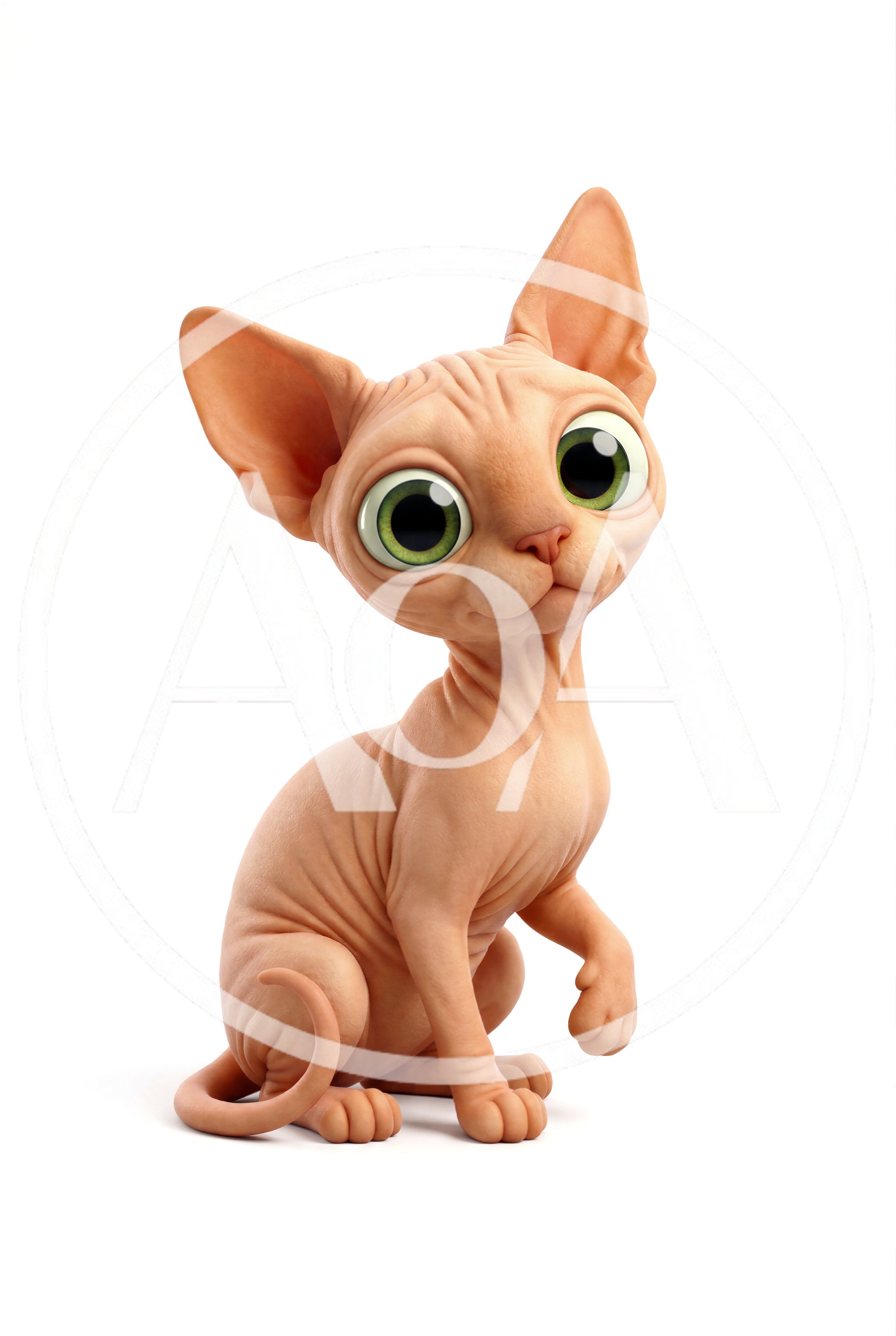 Stylized 3D Render Of A Cute Sphynx Cat