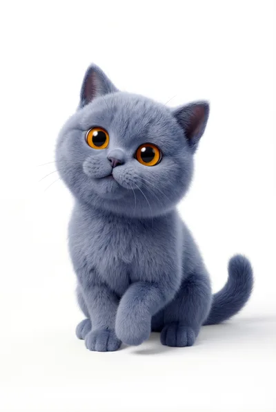 Cute 3D Rendered Grey British Shorthair Kitten
