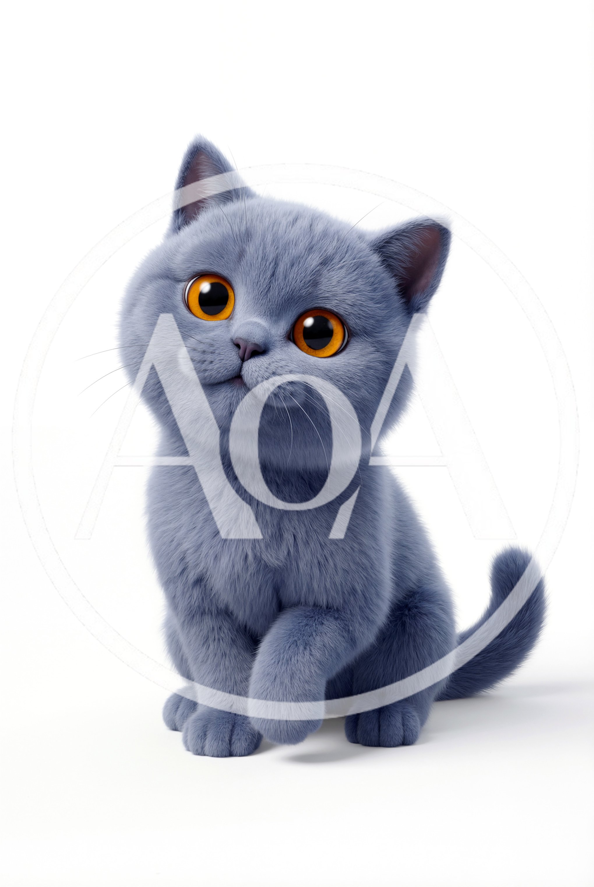 Cute 3D Rendered Grey British Shorthair Kitten