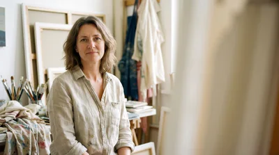 Portrait Of A Female Artist In Her Studio