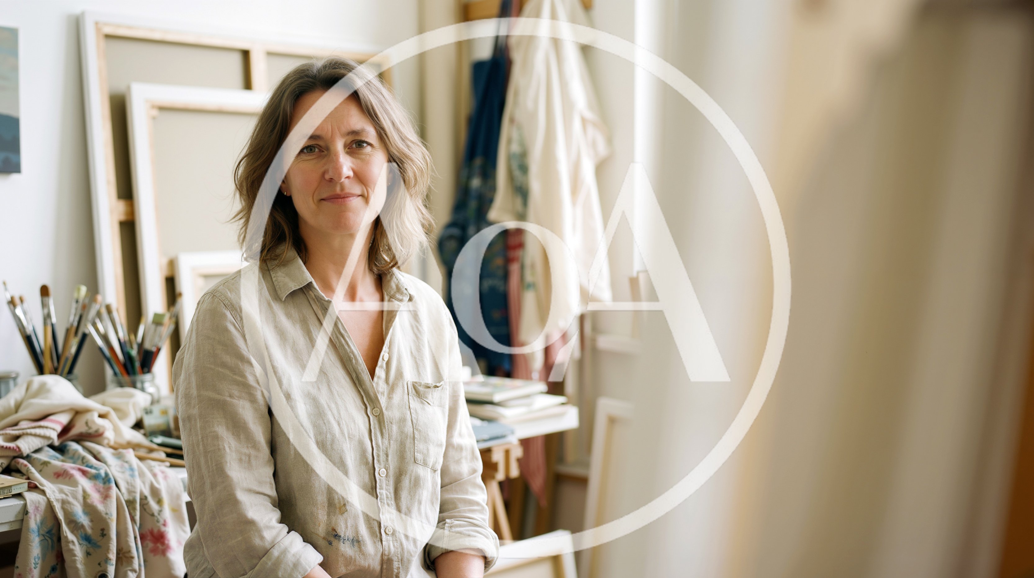 Portrait Of A Female Artist In Her Studio