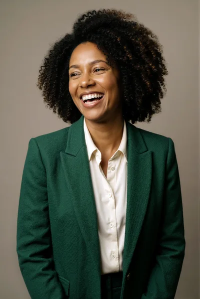 Professional Woman Laughing In Green Blazer