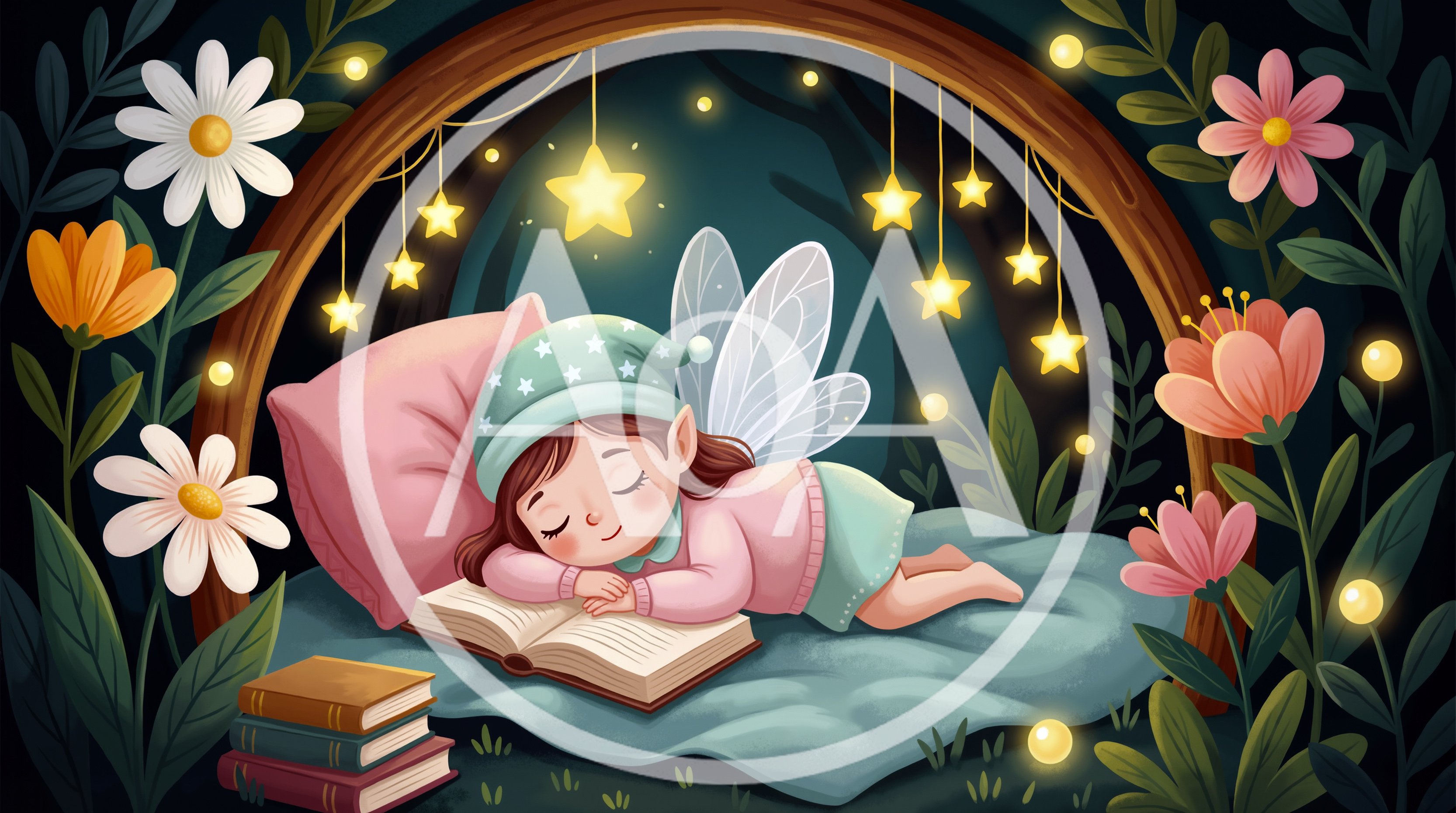 Cute Fairy Sleeping On An Open Book