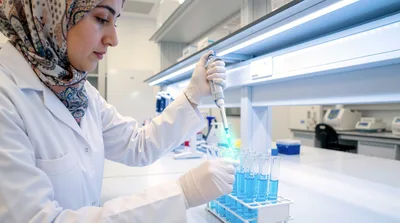 Scientist Using Micropipette In A Laboratory Setting