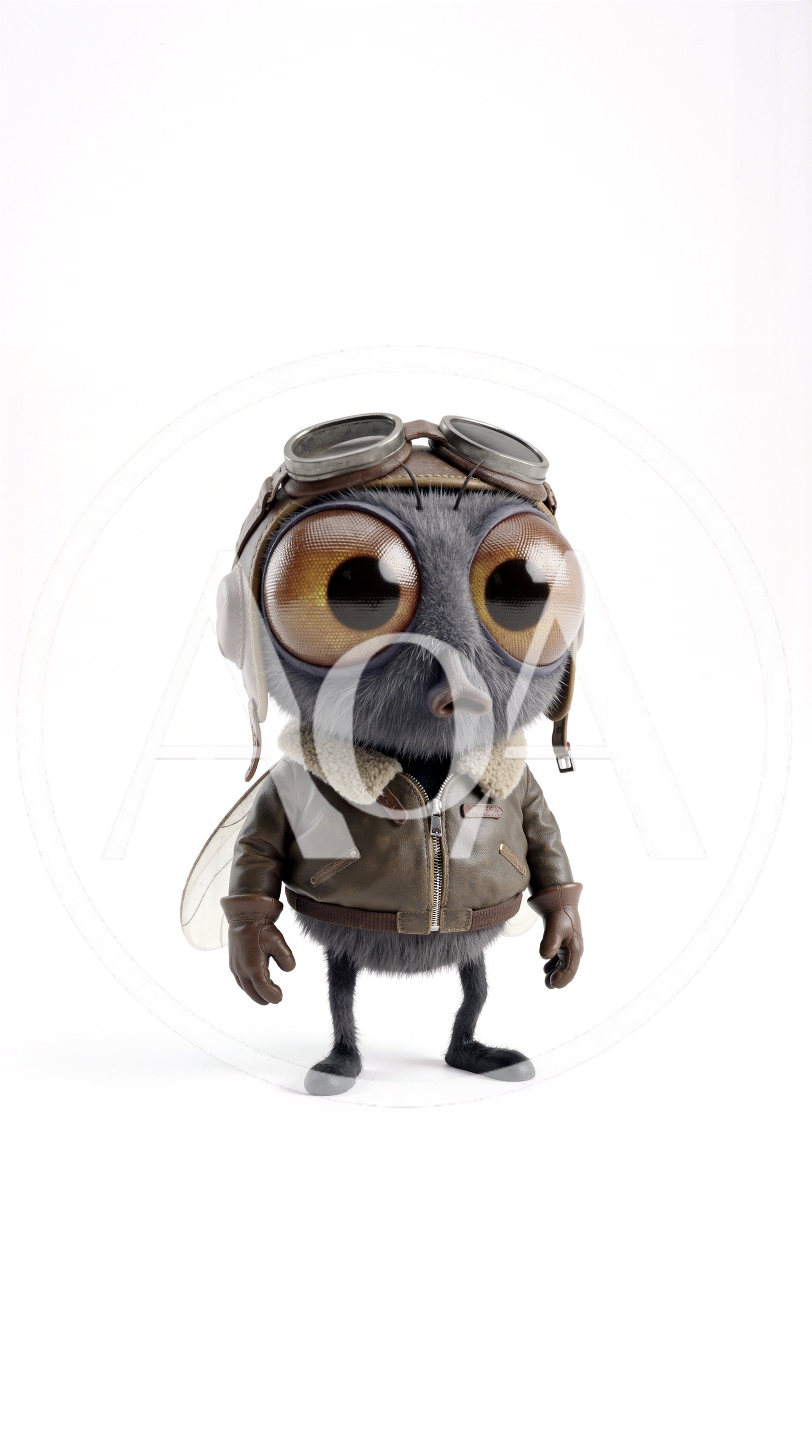 Cute Anthropomorphic Fly Character Wearing Aviator Gear