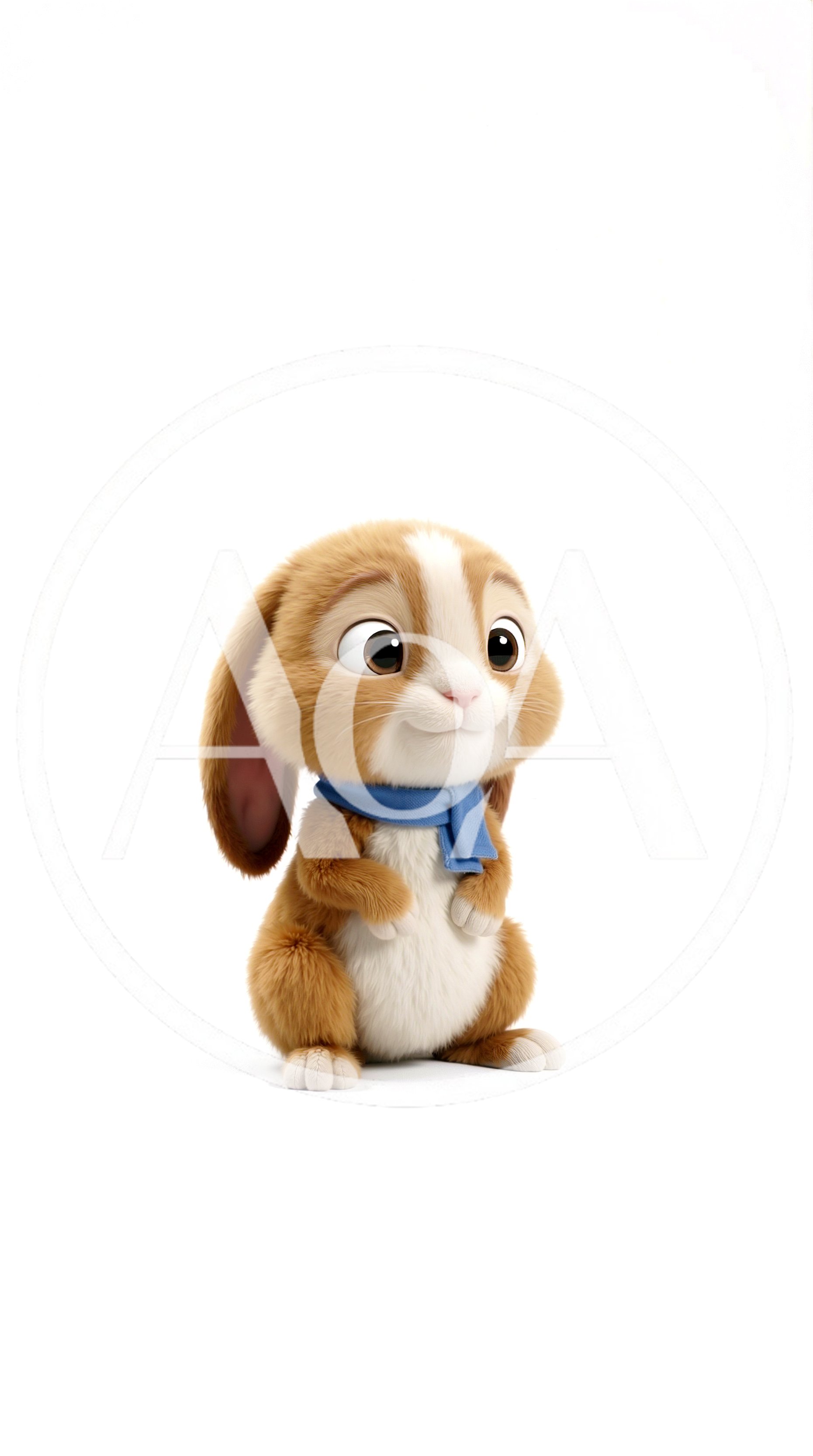 Cute 3D Rendered Bunny Wearing A Blue Scarf