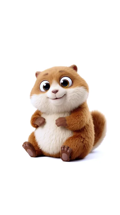Cute 3D Rendered Cartoon Hamster Sitting