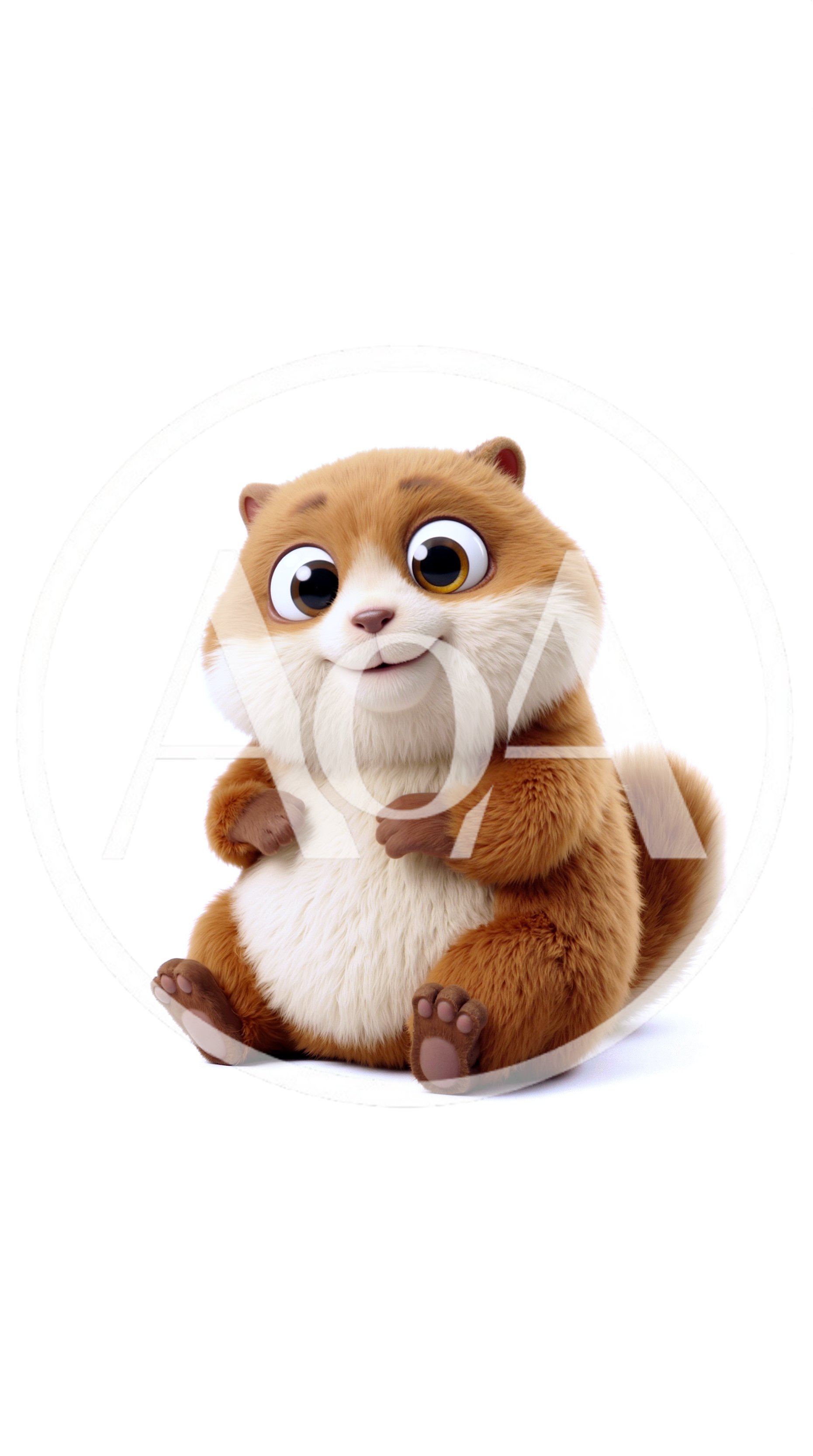 Cute 3D Rendered Cartoon Hamster Sitting
