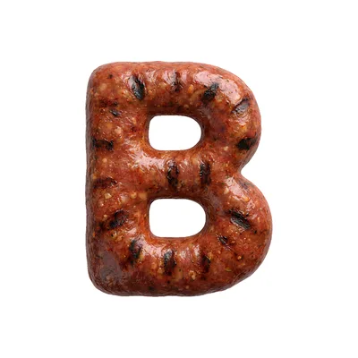 Grilled Sausage Letter B Isolated On White