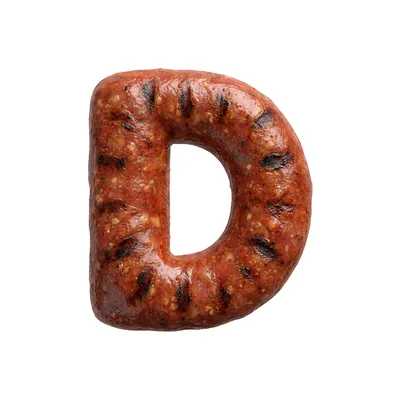 Grilled Sausage Letter D Isolated On White Background