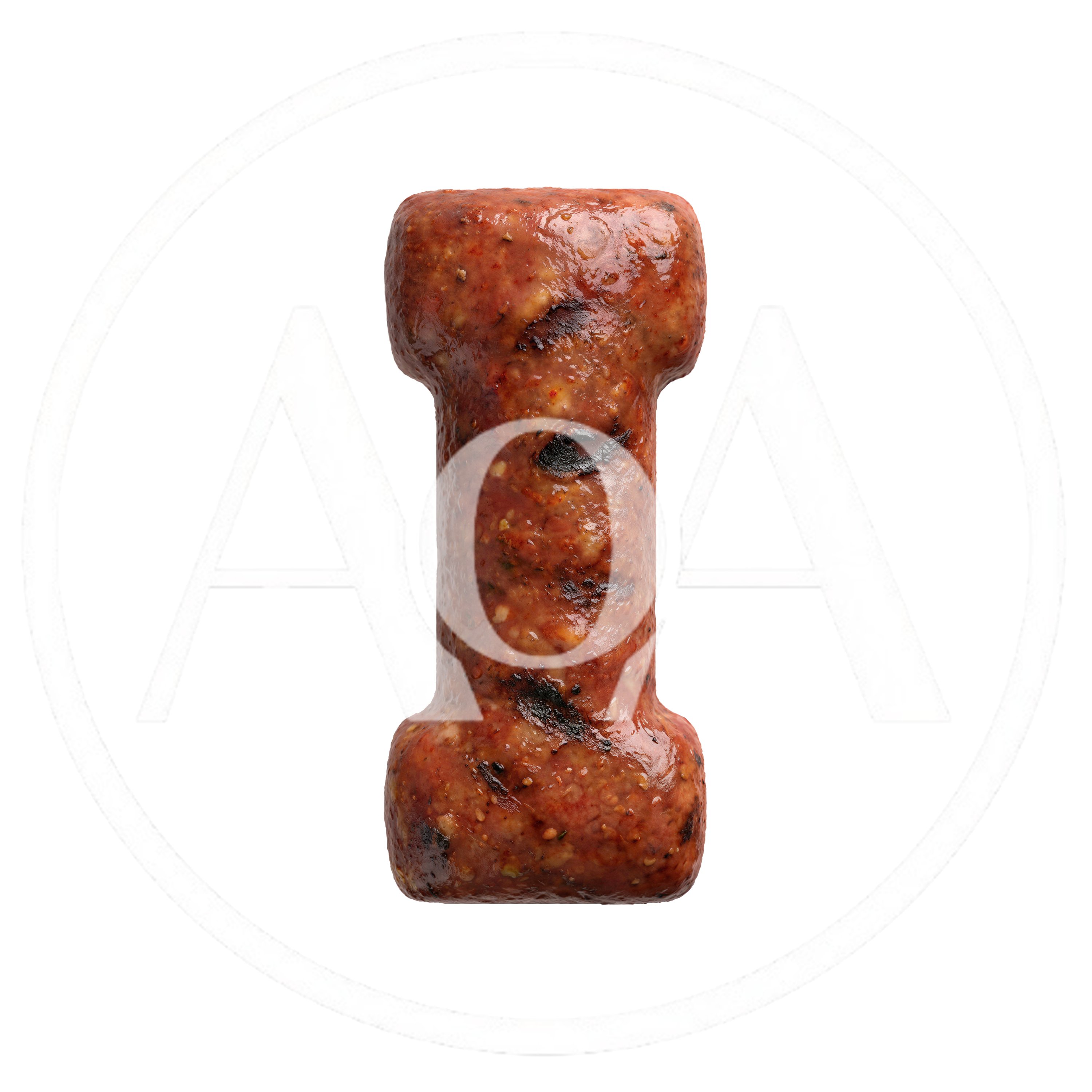 Grilled Sausage Letter I Isolated On White Background
