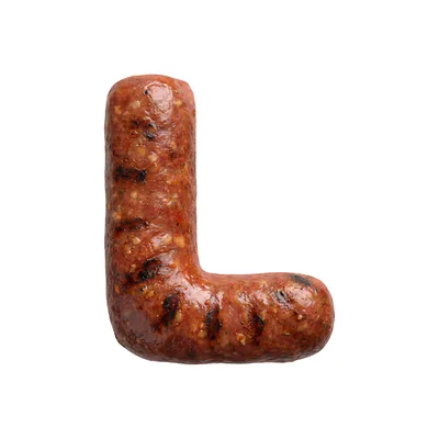 Grilled Sausage Letter L Isolated On White