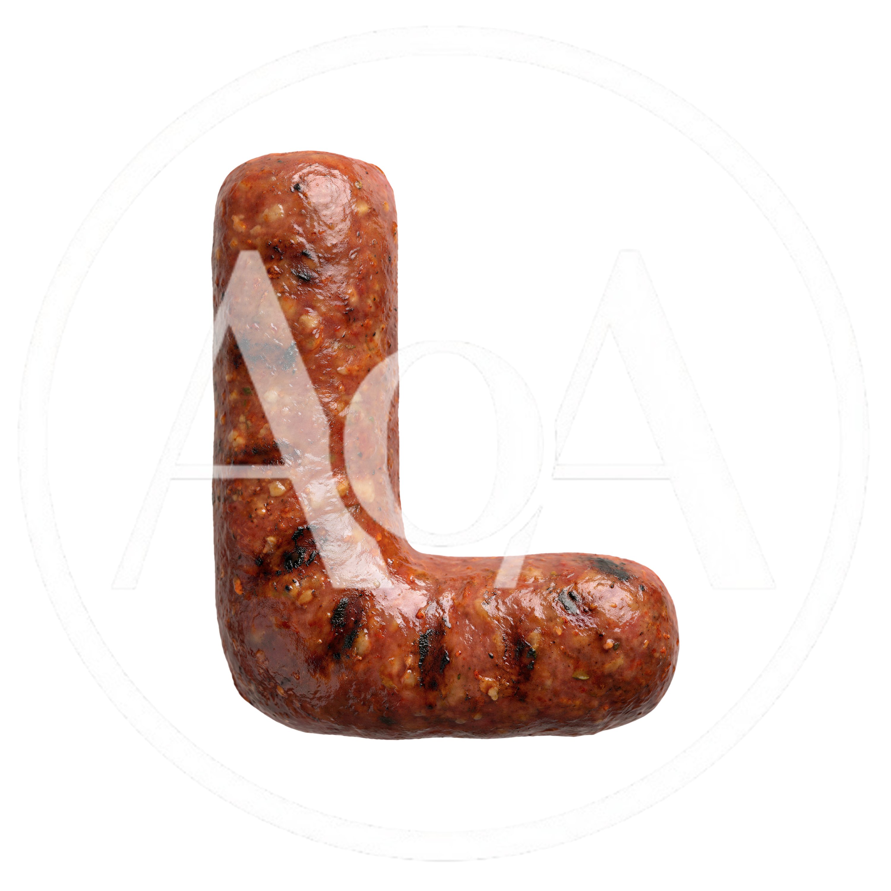 Grilled Sausage Letter L Isolated On White