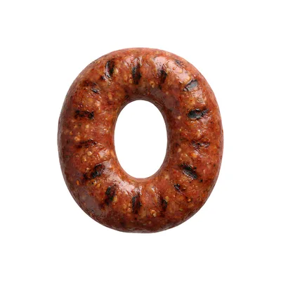 Letter O Shaped Grilled Sausage Isolated On White