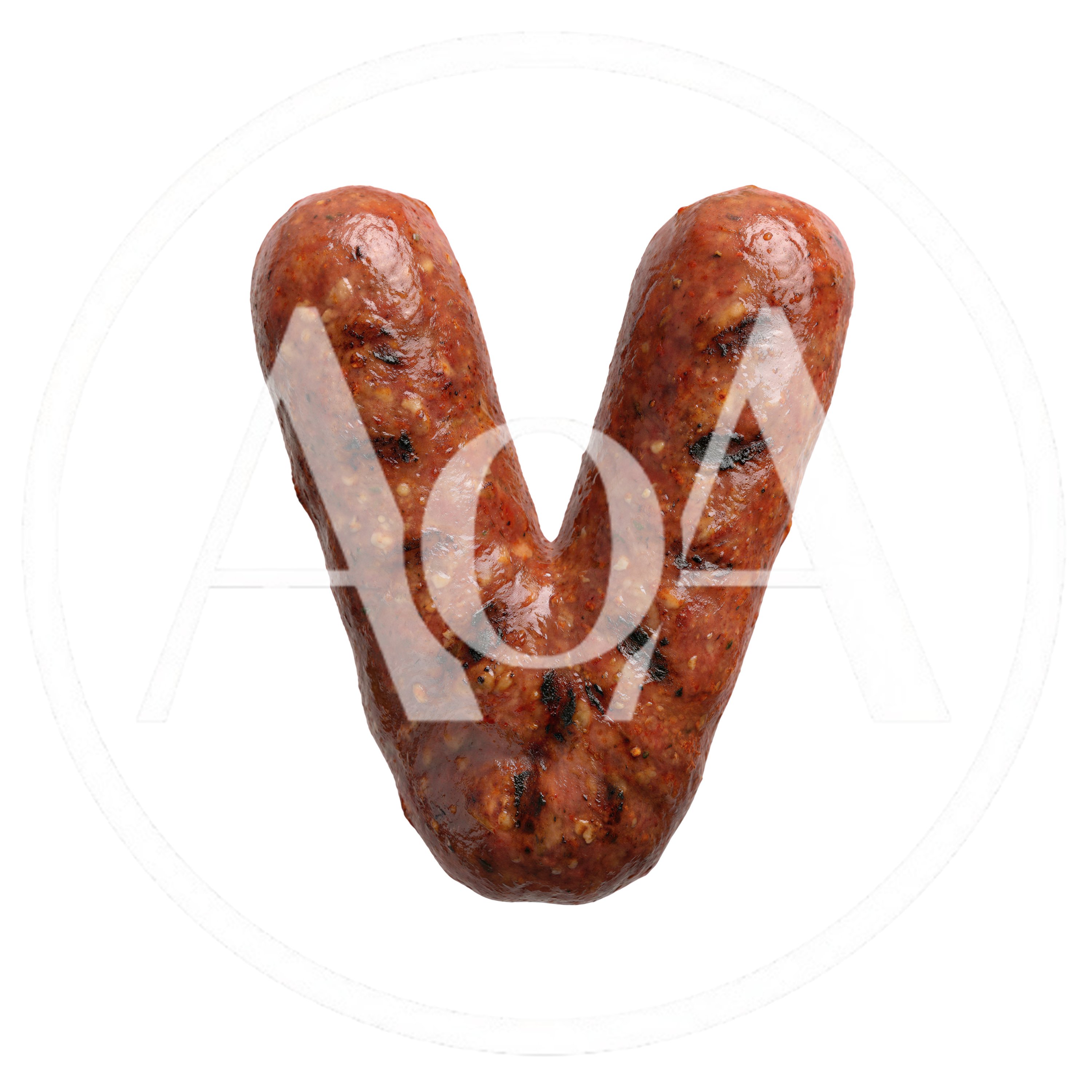 Grilled Sausage Shaped Like The Letter V