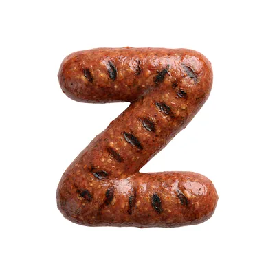 Grilled Sausage Letter Z Isolated On White Background