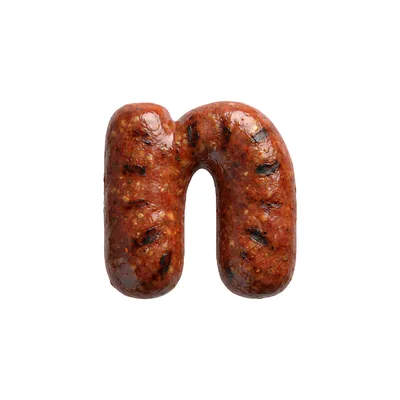 Grilled Sausage Letter N Isolated On White