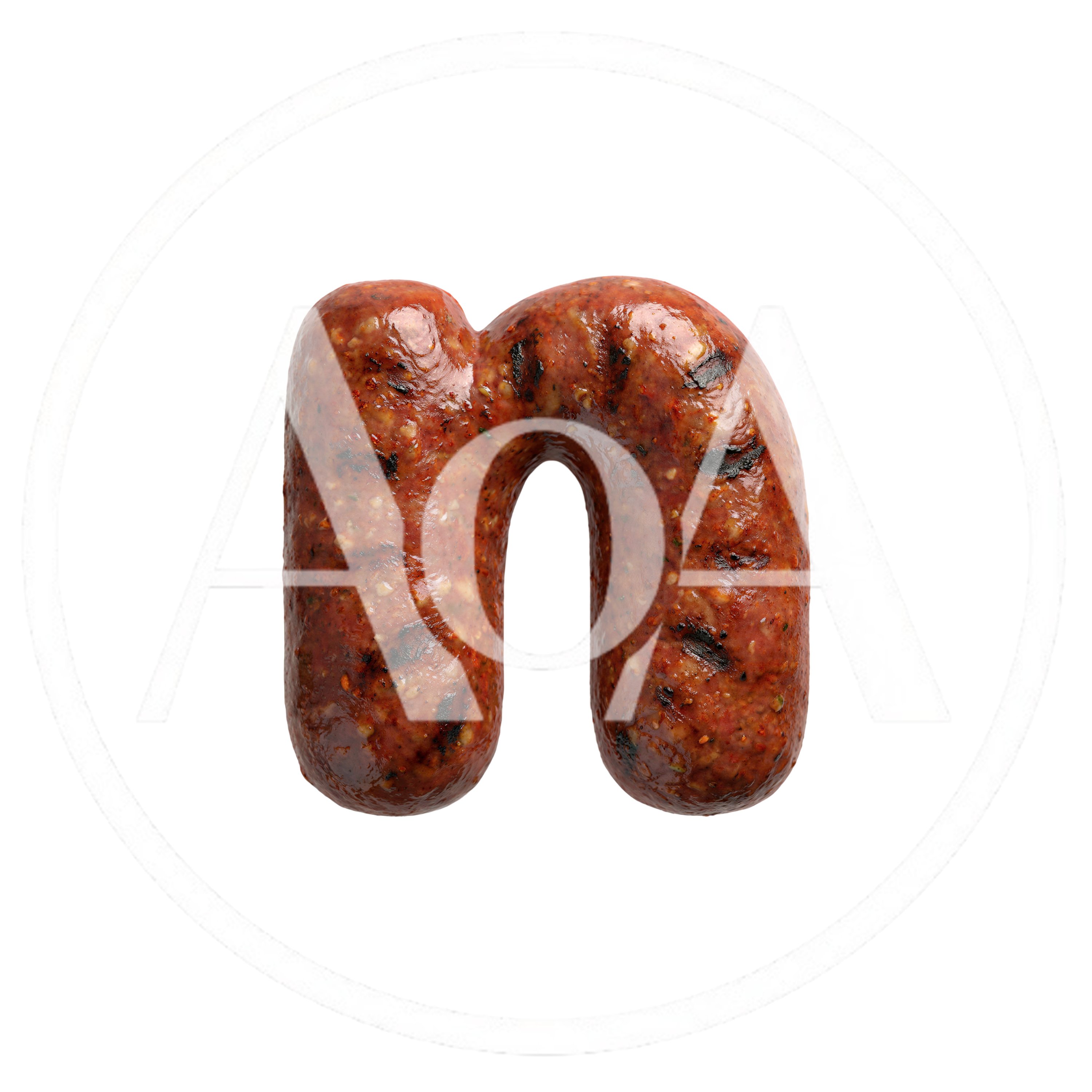 Grilled Sausage Letter N Isolated On White