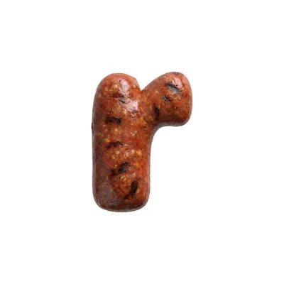 Grilled Sausage Letter R Isolated On White Background