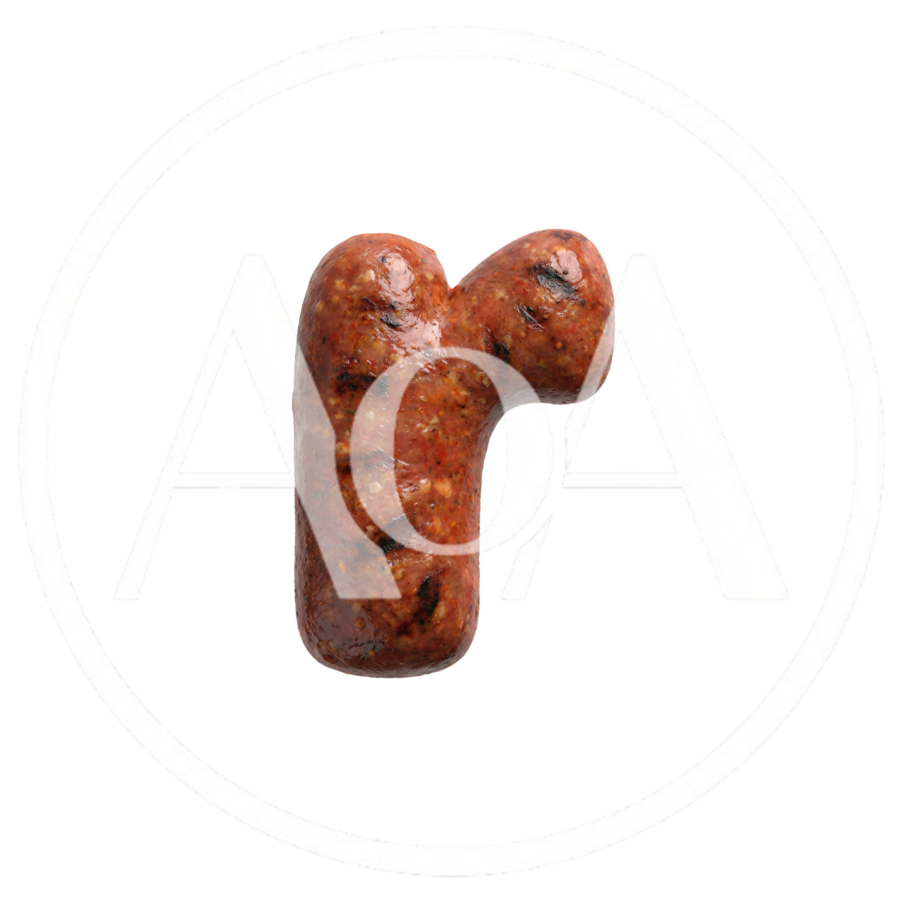 Grilled Sausage Letter R Isolated On White Background