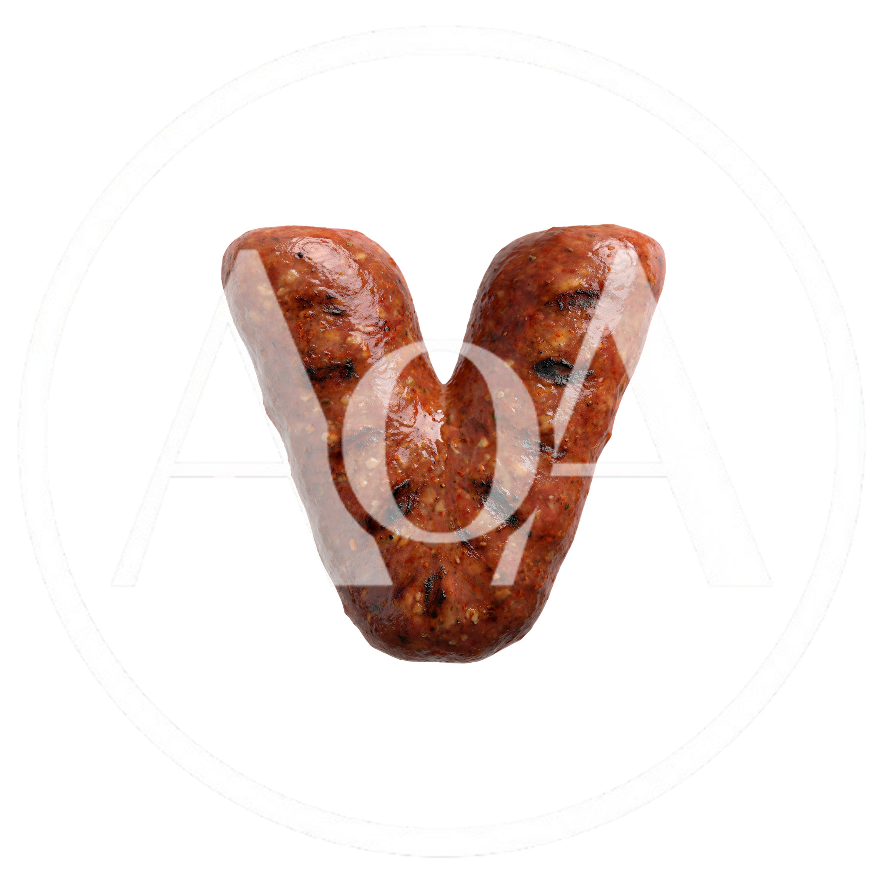 Grilled Sausage Shaped Like The Letter V