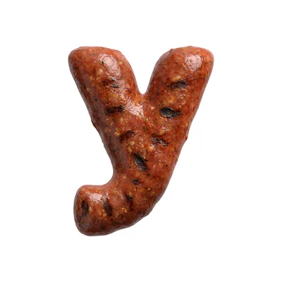 Grilled Sausage Letter Y Isolated On White Background