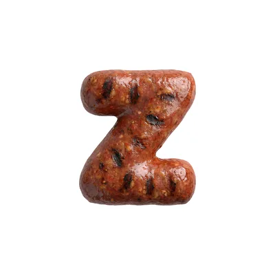 Grilled Sausage Letter Z Isolated On White Background