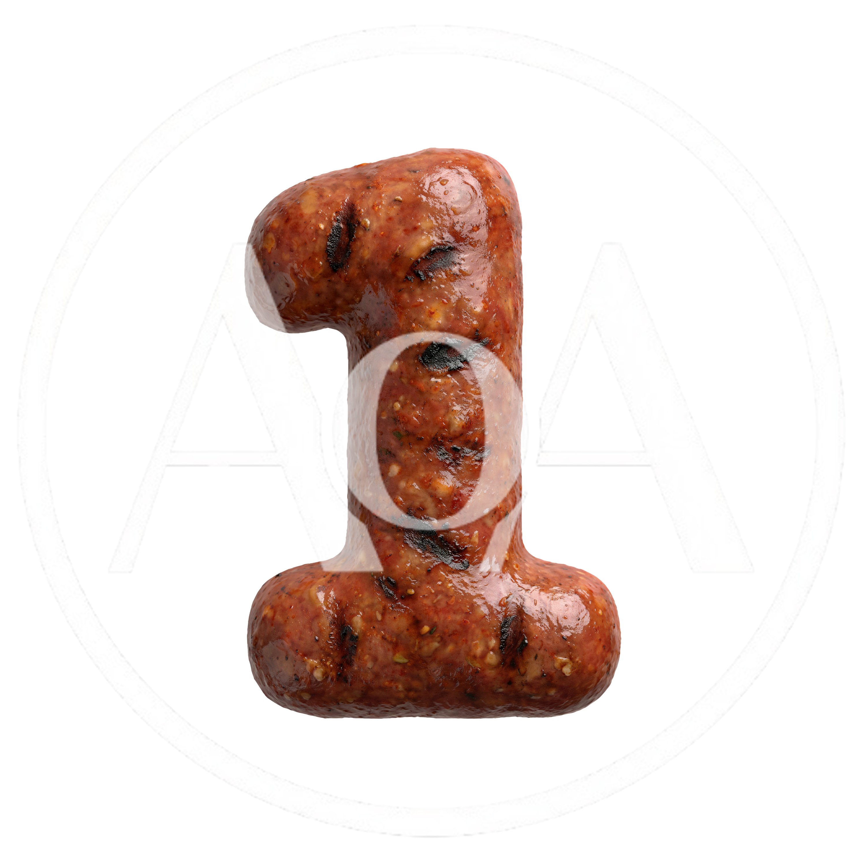 Grilled Sausage Number One Isolated On White