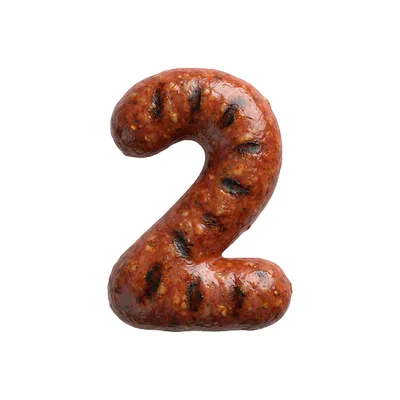 Grilled Sausage Shaped As The Number Two